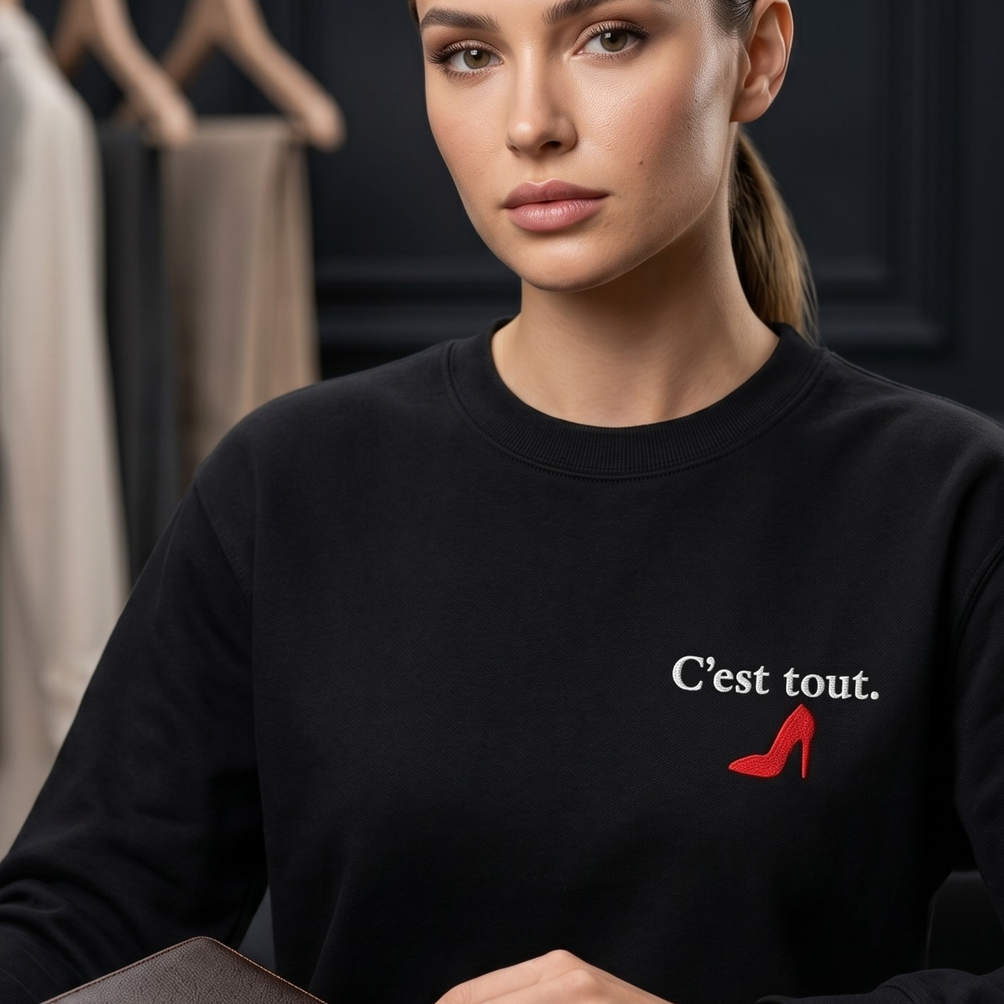 The "C'est tout." Premium Crewneck Sweatshirt | Signature Stiletto Edition