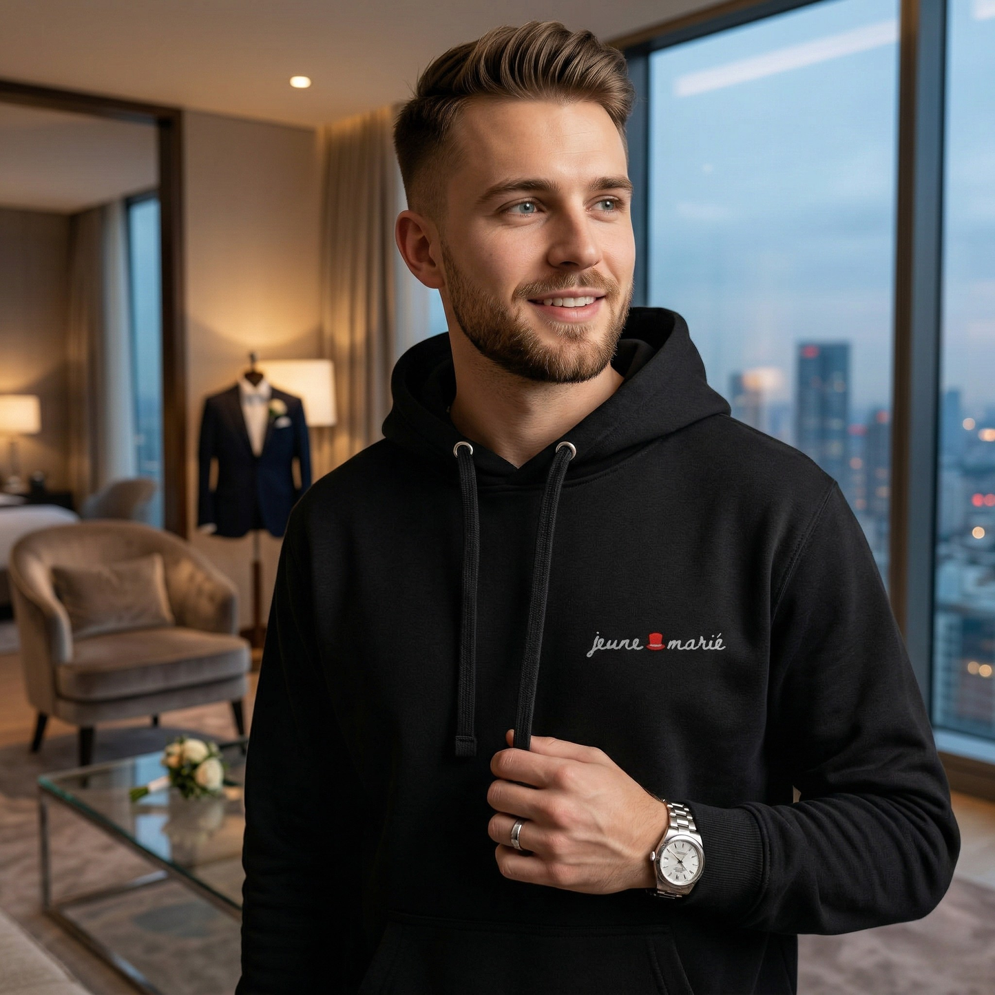 The Groom Jeune Marié Premium Embroidered Hoodie