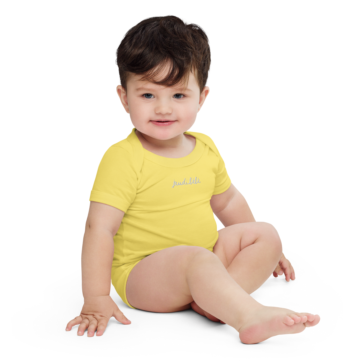 Jeudi Bébé Thursday Baby Embroidered Cotton Onesie Short Sleeve