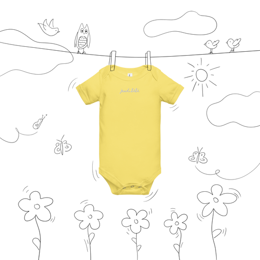 Jeudi Bébé Thursday Baby Embroidered Cotton Onesie Short Sleeve