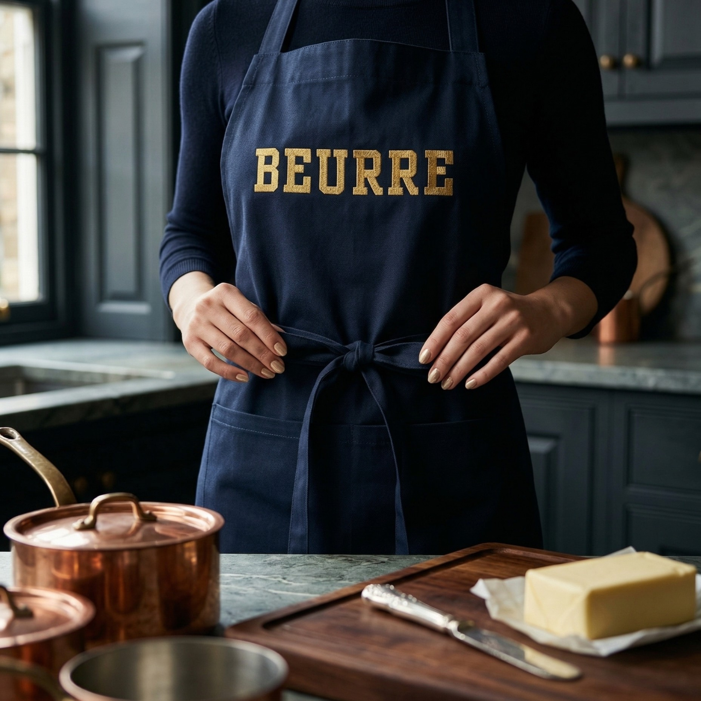 Beurre (Butter) Embroidered Organic Culinary Apron