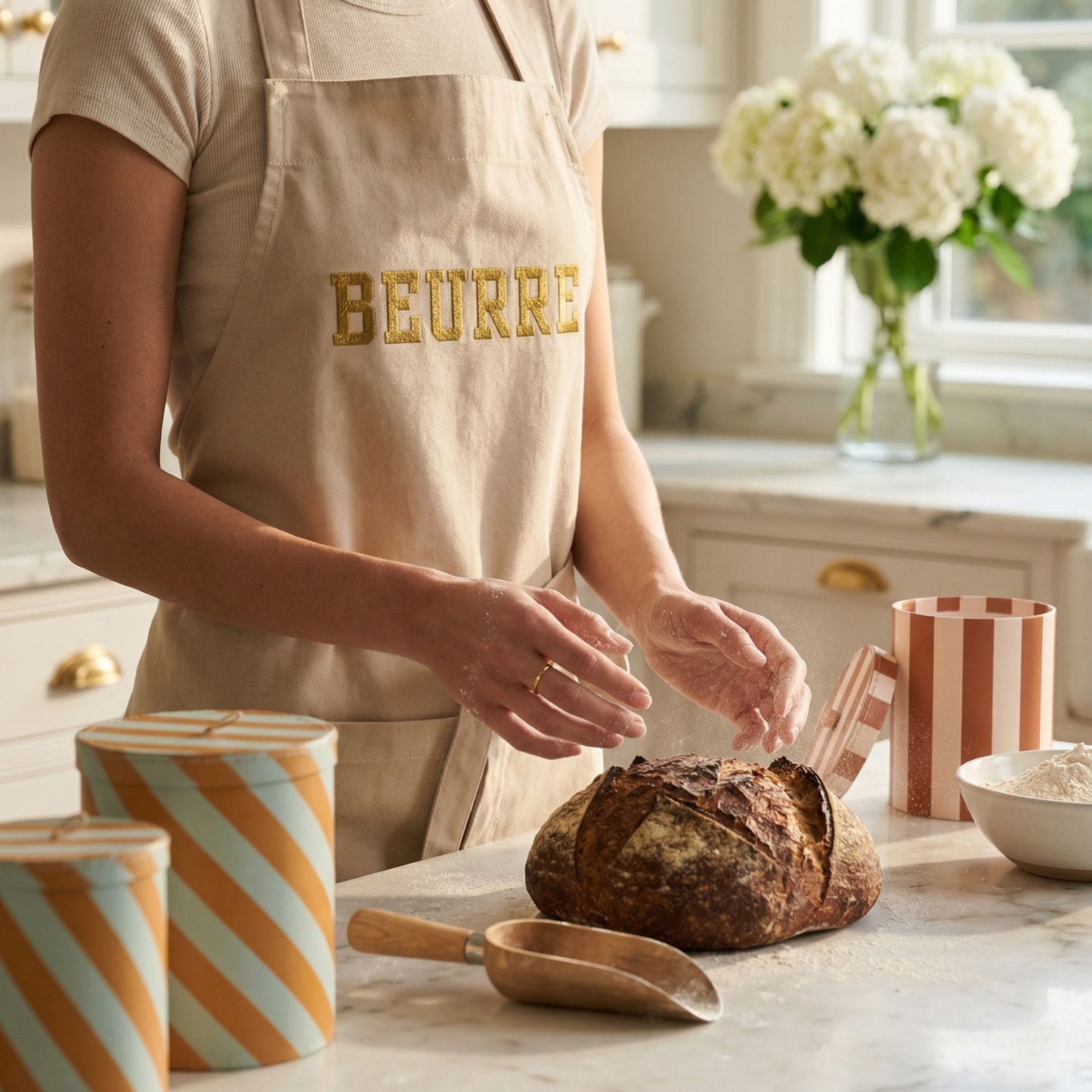 Beurre (Butter) Embroidered Organic Culinary Apron