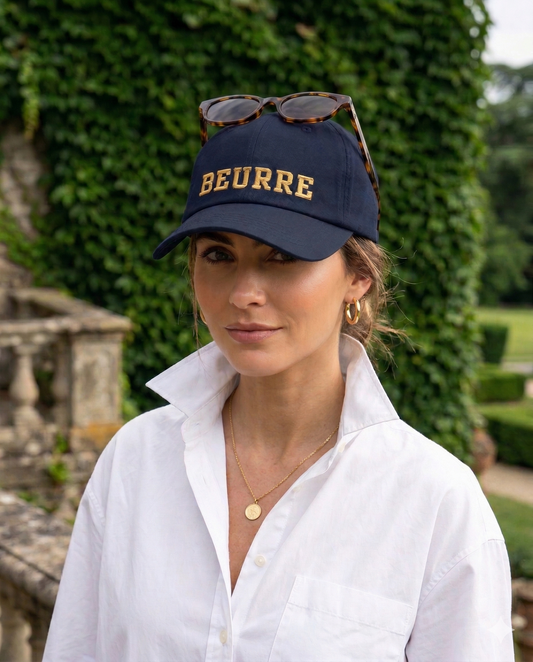 Butter BEURRE Embroidered Baseball Cap in Cotton Twill