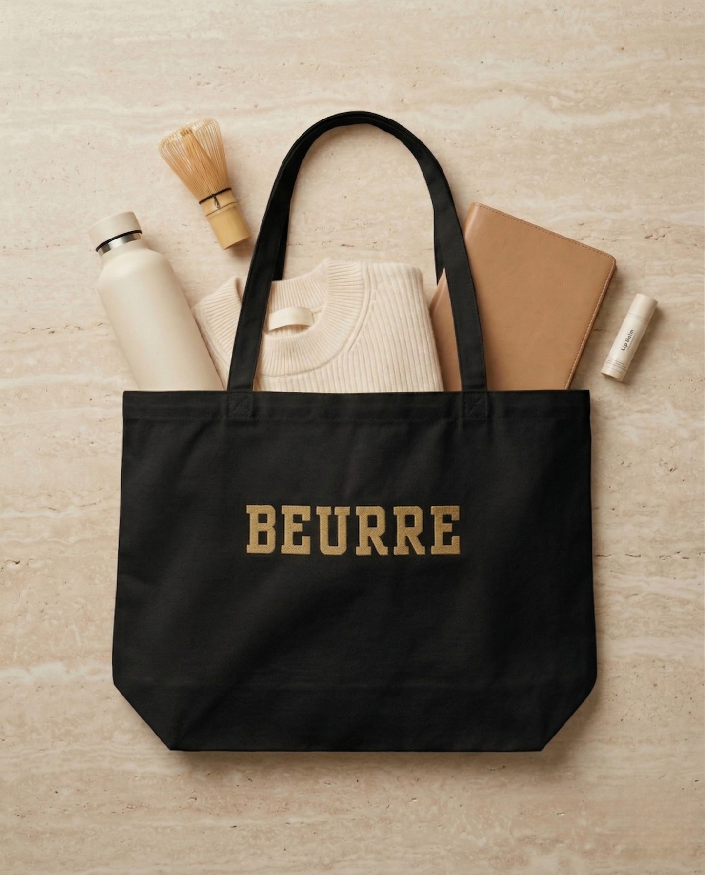 Beurre (Butter) Embroidered Oversized Organic Market Tote