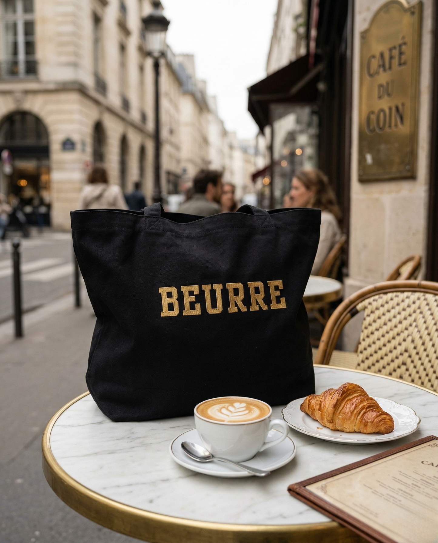 Beurre (Butter) Embroidered Oversized Organic Market Tote
