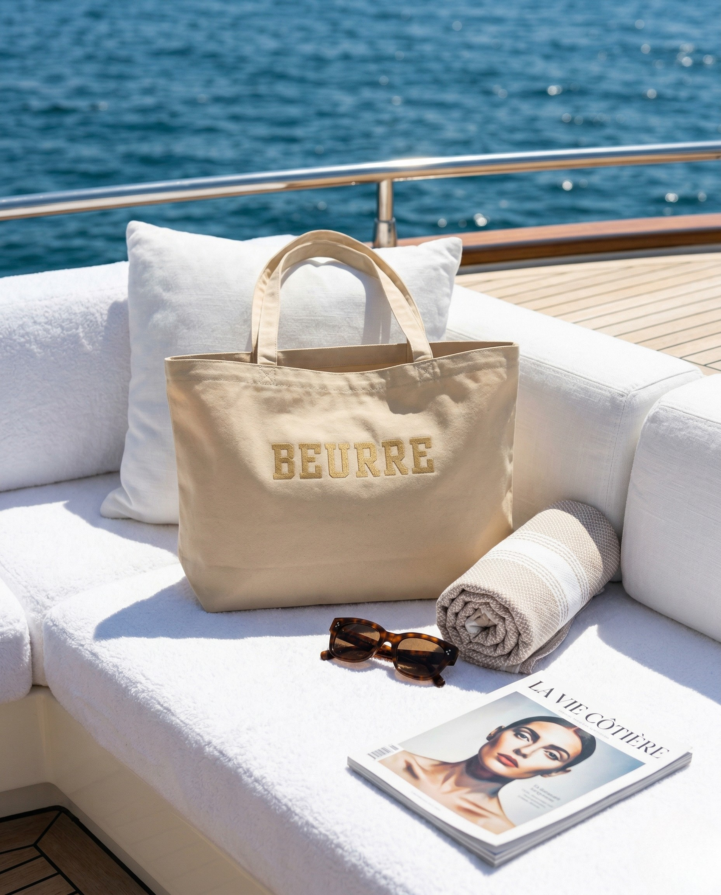 Beurre (Butter) Embroidered Oversized Organic Market Tote