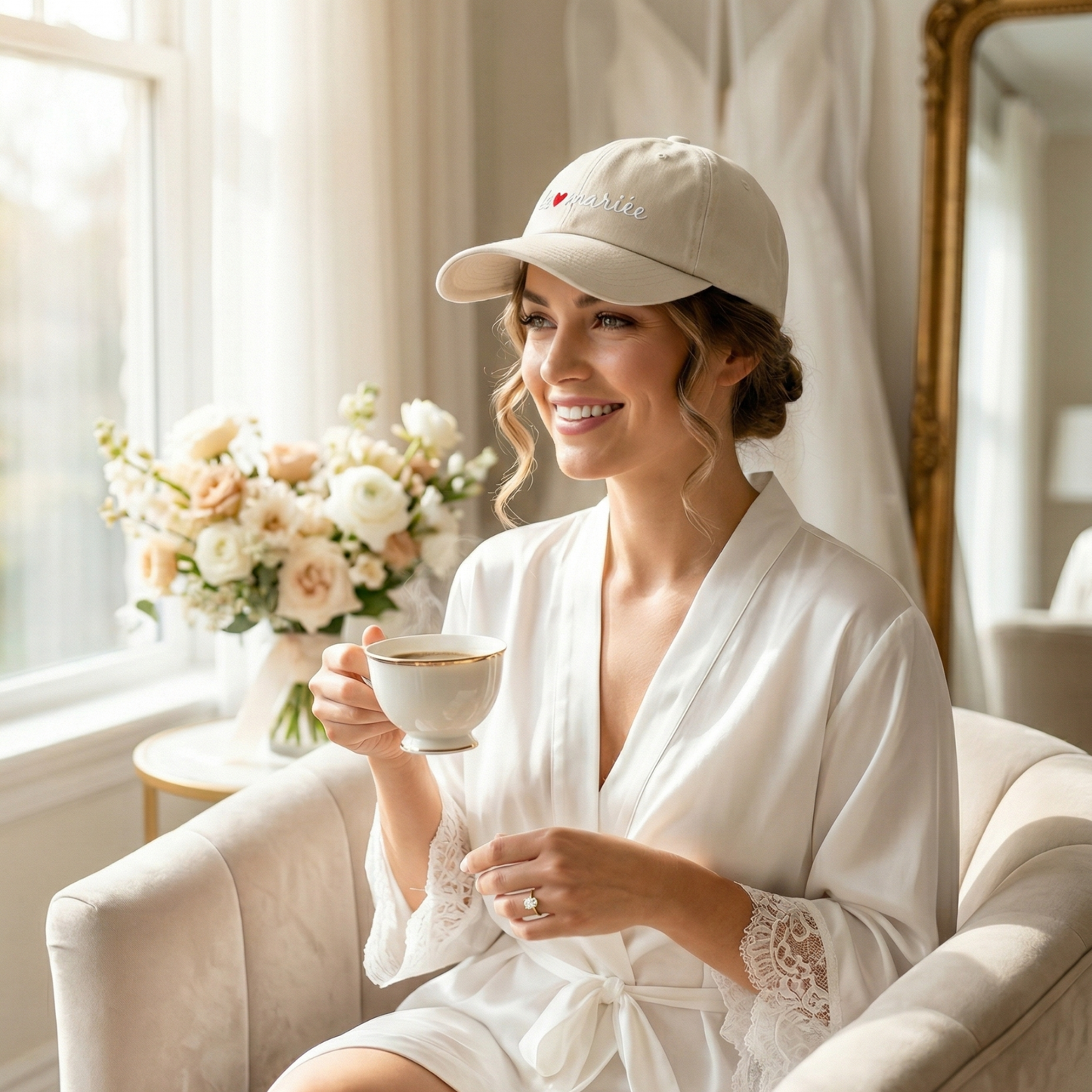 The Bride La Mariée Organic Embroidered Baseball Cap Adjustable