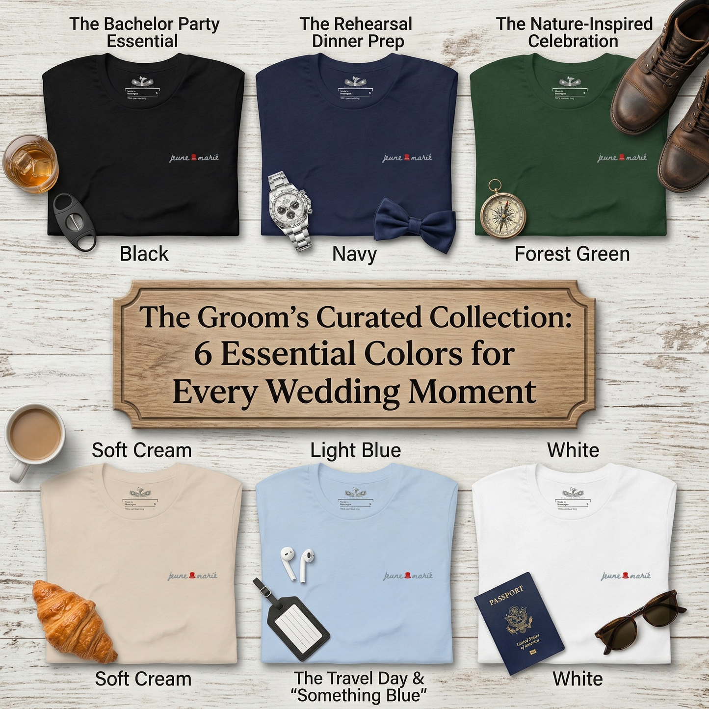The Groom Jeune Marié Premium Soft Embroidered T-shirt