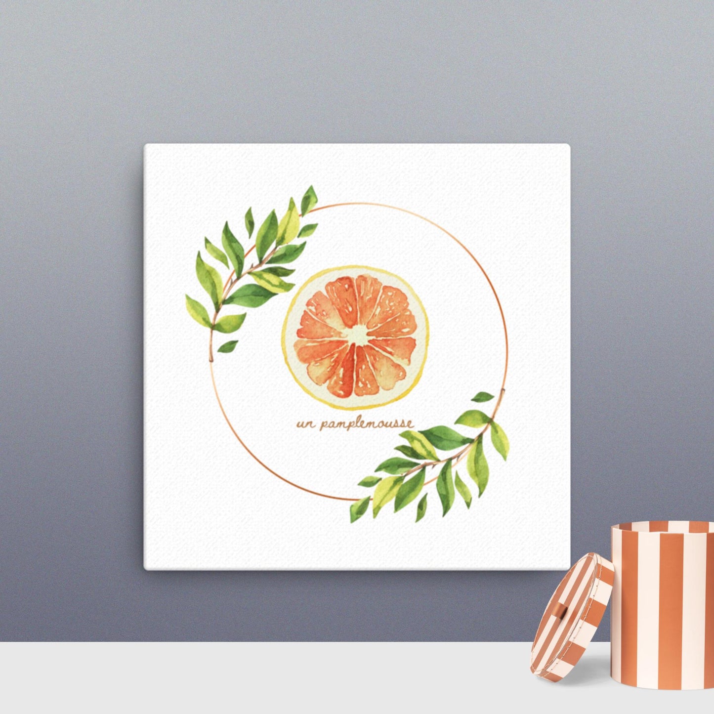 Pamplemousse Grapefruit Watercolor Wall Art Canvas Print