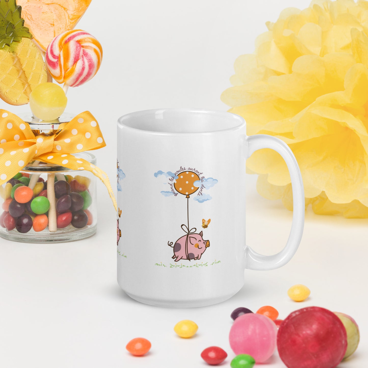 “When Pigs fly” “Quand les Poules Auront les Dents” Mug